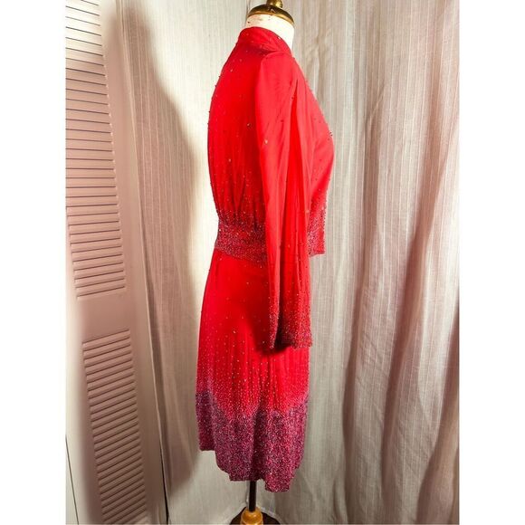 Emma Black | Women’s | Skirt Sets | Size 6/8 | Vintage Two-Piece Sequined Red Dr - Picture 9 of 12